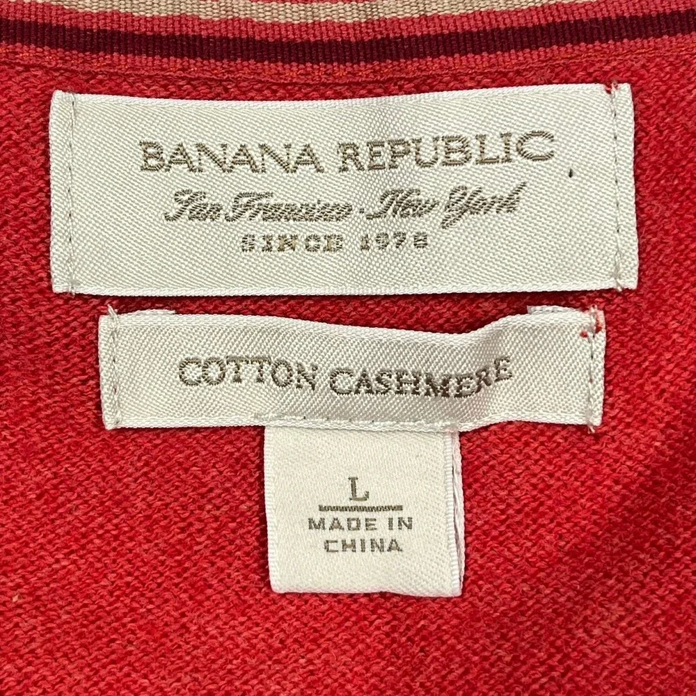 Banana Republic Sweater Mens Large Red Cotton Cashmere Crewneck Lightweight Knit